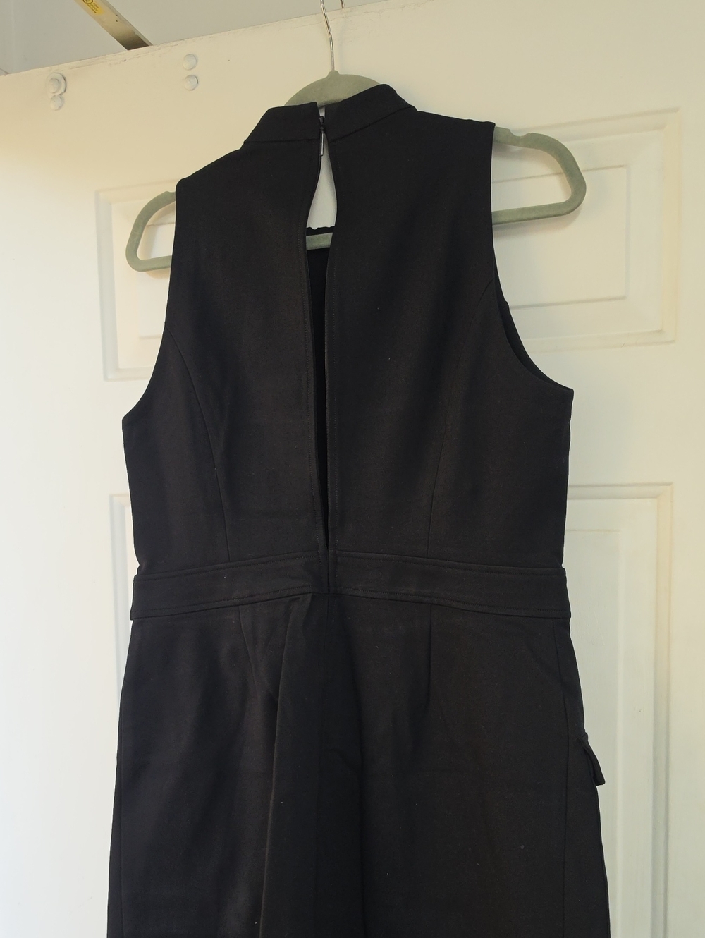 Spanx Sleeveless Ponte Cargo Dress featuring a faux-wrap skirt and a d-ring belt - Picture 7 of 9